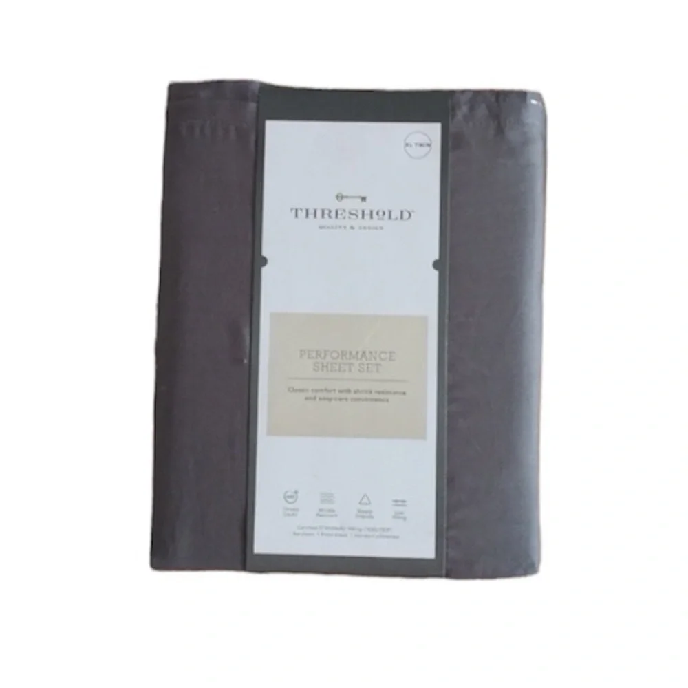 Threshold Twin XL 400 Thread Count Solid Performance Sheet Set Dark Gray New
